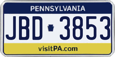 PA license plate JBD3853