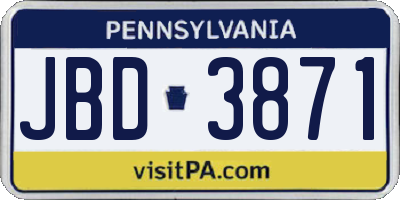 PA license plate JBD3871