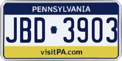 PA license plate JBD3903