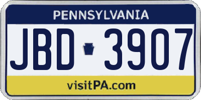 PA license plate JBD3907