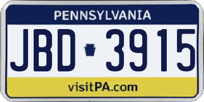 PA license plate JBD3915