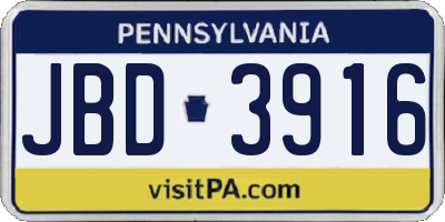 PA license plate JBD3916