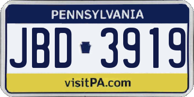 PA license plate JBD3919