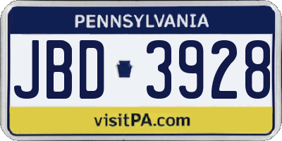 PA license plate JBD3928