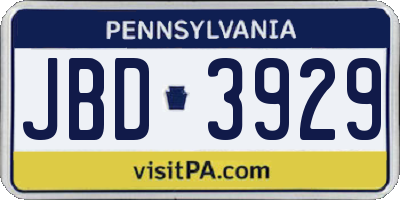 PA license plate JBD3929