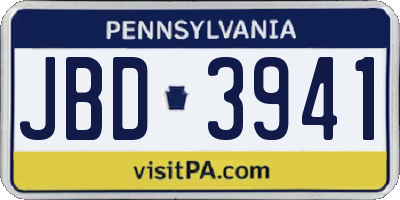 PA license plate JBD3941