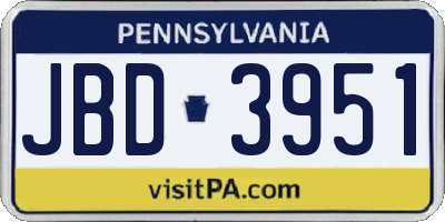 PA license plate JBD3951