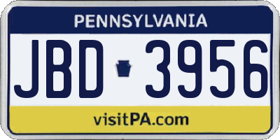 PA license plate JBD3956