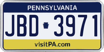 PA license plate JBD3971