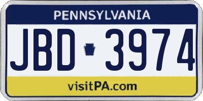 PA license plate JBD3974