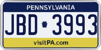 PA license plate JBD3993