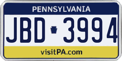 PA license plate JBD3994