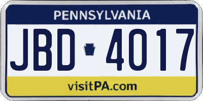 PA license plate JBD4017