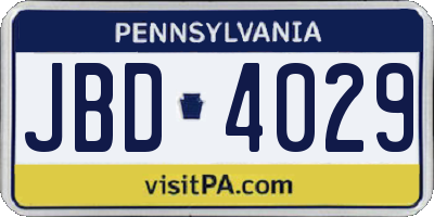 PA license plate JBD4029