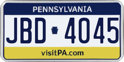 PA license plate JBD4045