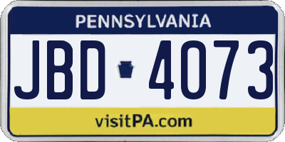 PA license plate JBD4073