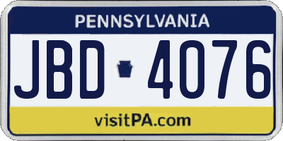 PA license plate JBD4076