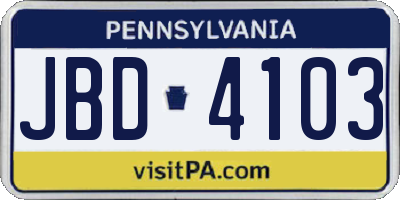 PA license plate JBD4103