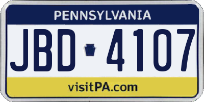 PA license plate JBD4107