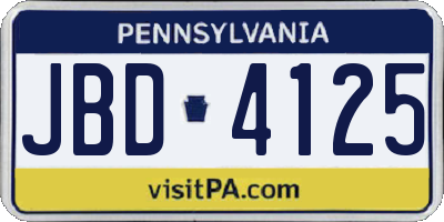 PA license plate JBD4125