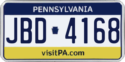 PA license plate JBD4168