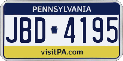PA license plate JBD4195