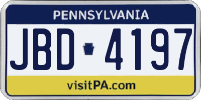 PA license plate JBD4197