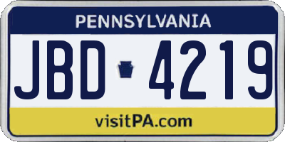 PA license plate JBD4219