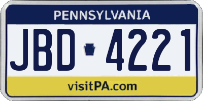 PA license plate JBD4221