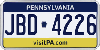 PA license plate JBD4226