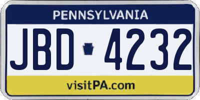 PA license plate JBD4232