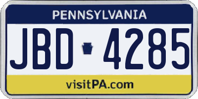 PA license plate JBD4285