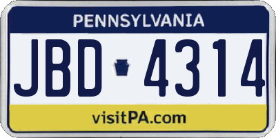 PA license plate JBD4314