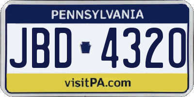 PA license plate JBD4320