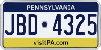 PA license plate JBD4325