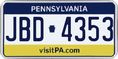 PA license plate JBD4353