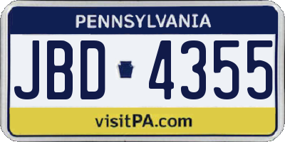 PA license plate JBD4355