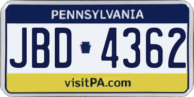 PA license plate JBD4362