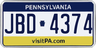 PA license plate JBD4374