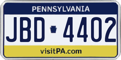 PA license plate JBD4402