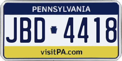 PA license plate JBD4418