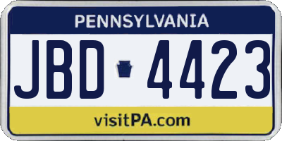 PA license plate JBD4423
