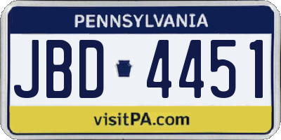 PA license plate JBD4451