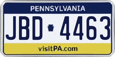 PA license plate JBD4463