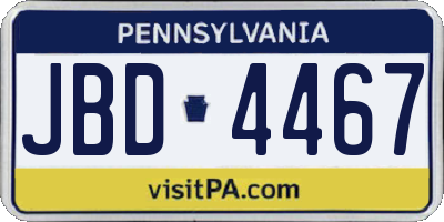 PA license plate JBD4467