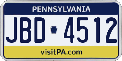 PA license plate JBD4512