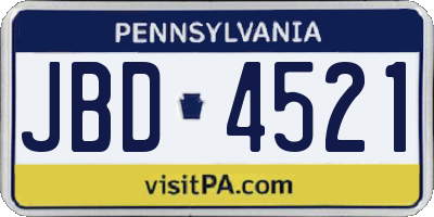 PA license plate JBD4521