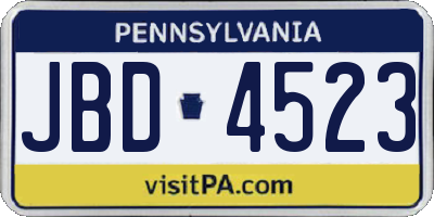 PA license plate JBD4523