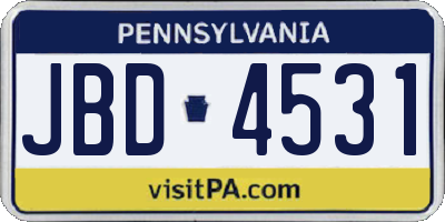 PA license plate JBD4531