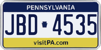 PA license plate JBD4535